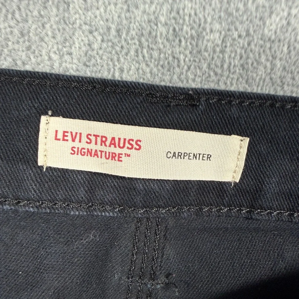 Levi Strauss Signature Pants Mens 32x30 Black Carpenter Workwear Denim Jeans